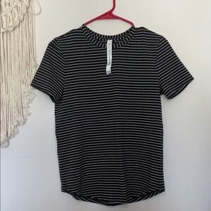 lululemon athletica Black & White Striped Short Sleeve Tee